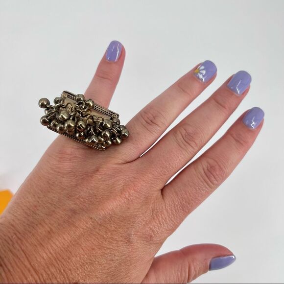 NWT‎ Zara S/S 2021 Collection 09 brass fringe ring size small 5/6 - Picture 2 of 4